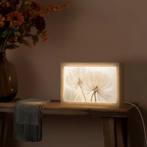 Bloemen - Beige - Natuur Light Box met kabel (Tafellamp) klein -sfeer4