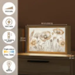Bloemen - Beige - Natuur - Illustratie Light Box met kabel (Tafellamp) klein -USP_EN