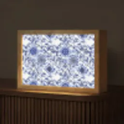 Bloemen - Blauw - Patroon - Wit Light Box met kabel (Tafellamp) klein 924 -z3d_website