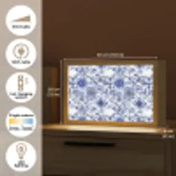 Bloemen - Blauw - Patroon - Wit Light Box met kabel (Tafellamp) klein 924 -USP_EN