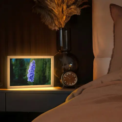 Bloemen - Blauw - Dennenboom Light Box met kabel (Tafellamp) klein -sfeer1