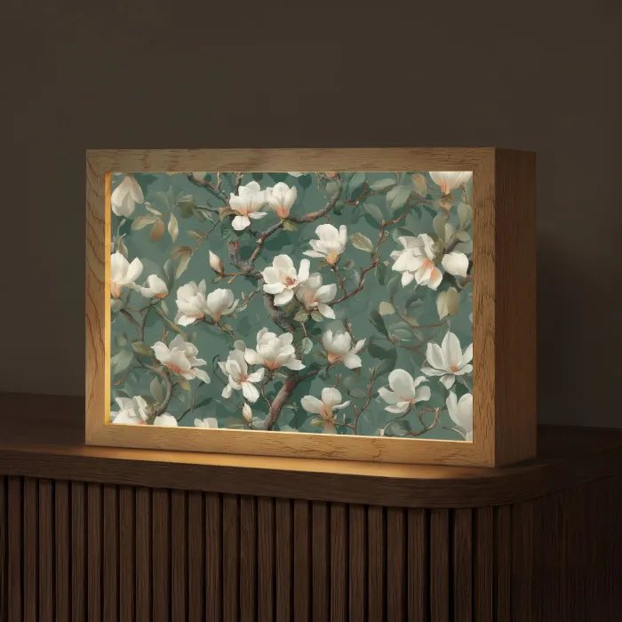Bloemen - Takken - Wit - Klassiek Light Box met kabel (Tafellamp) klein -z3d_website