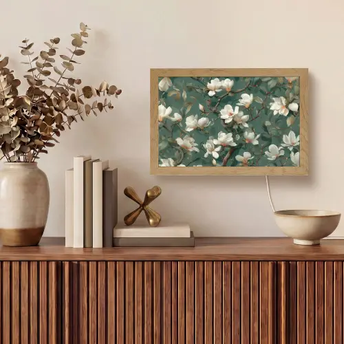 Bloemen - Takken - Wit - Klassiek Light Box met kabel (Tafellamp) klein -sfeer2