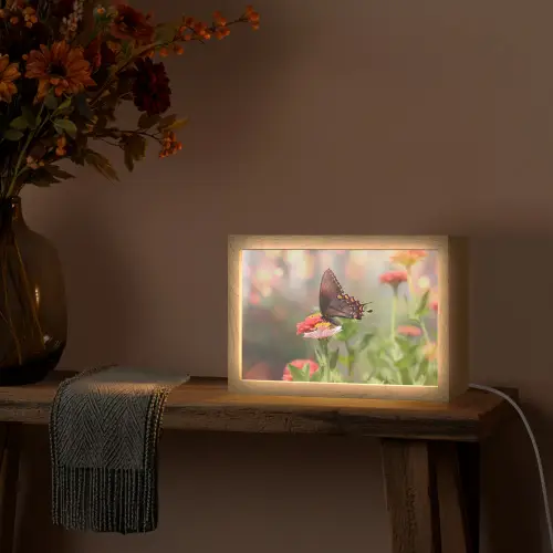 Bloemen - Vlinder - Natuur - Bloem Light Box met kabel (Tafellamp) klein -sfeer4