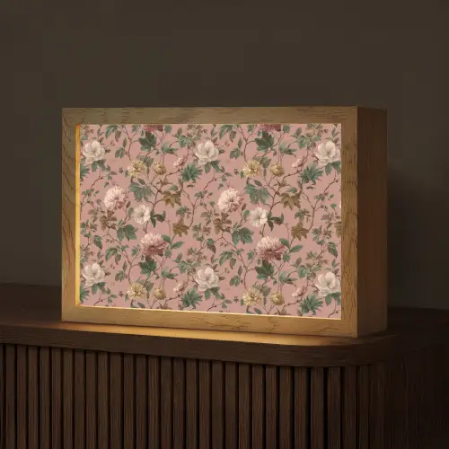 Bloemen - Klassiek - Roze Light Box met kabel (Tafellamp) klein 924 -z3d_website