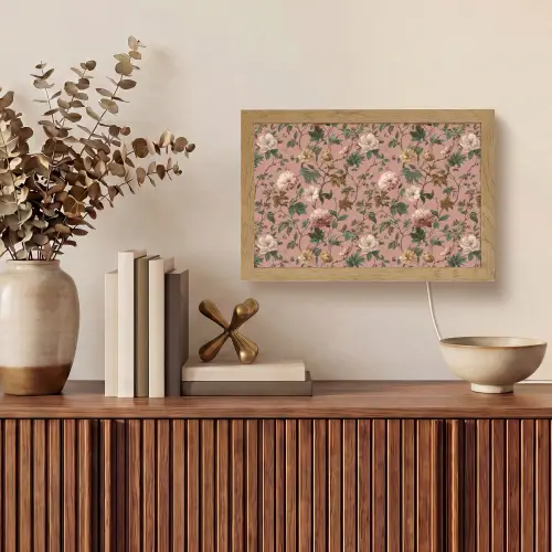 Bloemen - Klassiek - Roze Light Box met kabel (Tafellamp) klein 924 -sfeer2