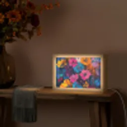Bloemen - Kleurrijk - Abstract - Modern Light Box met kabel (Tafellamp) klein -sfeer4