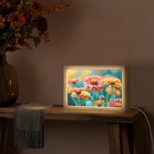 Bloemen - Kleurrijk - Natuur - Gerbera Light Box met kabel (Tafellamp) klein -sfeer4