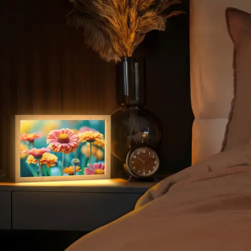 Bloemen - Kleurrijk - Natuur - Gerbera Light Box met kabel (Tafellamp) klein -sfeer1