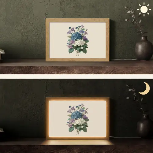 Bloemen - Gedetailleerd - Rust - Realistisch Light Box met kabel (Tafellamp) klein -sfeer3