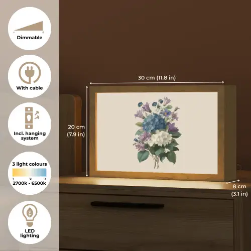 Bloemen - Gedetailleerd - Rust - Realistisch Light Box met kabel (Tafellamp) klein -USP_EN
