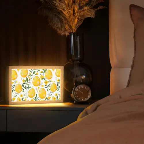 Bloemen - Paaseieren - Geel Light Box met kabel (Tafellamp) klein -sfeer1