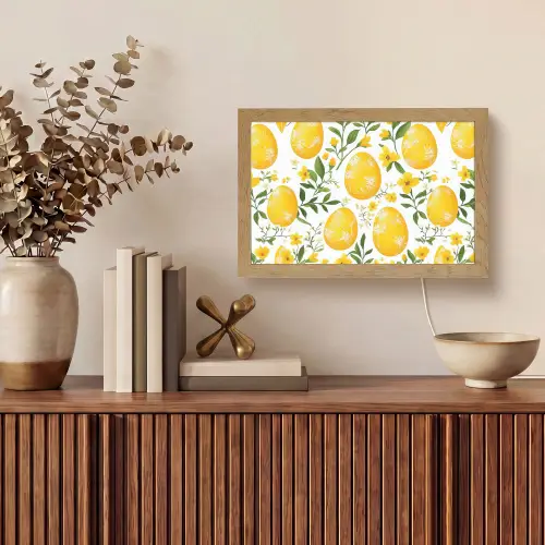 Bloemen - Paaseieren - Geel Light Box met kabel (Tafellamp) klein -sfeer2