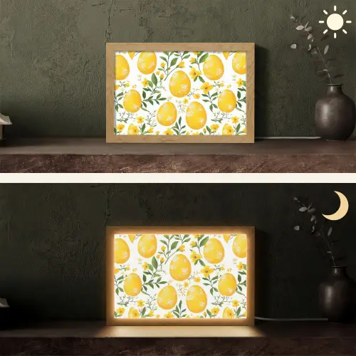 Bloemen - Paaseieren - Geel Light Box met kabel (Tafellamp) klein -sfeer3