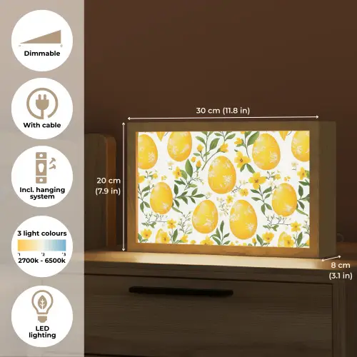 Bloemen - Paaseieren - Geel Light Box met kabel (Tafellamp) klein -USP_EN
