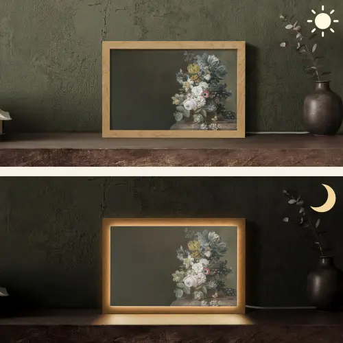 Bloemen - Eelke Jelles Eelkema - Oude meesters Light Box met kabel (Tafellamp) klein -sfeer3