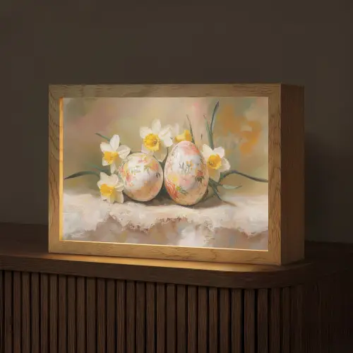 Bloemen - Eieren - Geschilderd Light Box met kabel (Tafellamp) klein -z3d_website