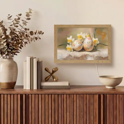 Bloemen - Eieren - Geschilderd Light Box met kabel (Tafellamp) klein -sfeer2