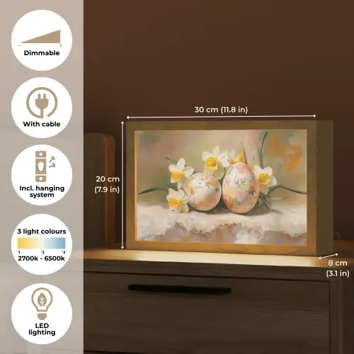 Bloemen - Eieren - Geschilderd Light Box met kabel (Tafellamp) klein -USP_EN