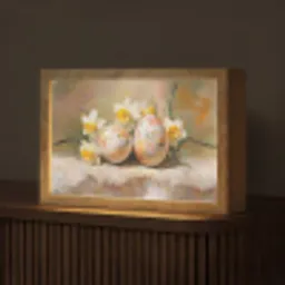 Bloemen - Eieren - Geschilderd Light Box met kabel (Tafellamp) klein -z3d_website