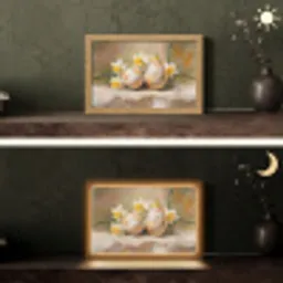 Bloemen - Eieren - Geschilderd Light Box met kabel (Tafellamp) klein -sfeer3