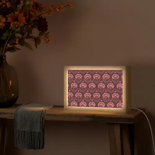 Bloemen - Waaier - Paars Light Box met kabel (Tafellamp) klein 924 -sfeer4
