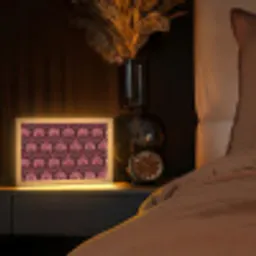 Bloemen - Waaier - Paars Light Box met kabel (Tafellamp) klein 924 -sfeer1