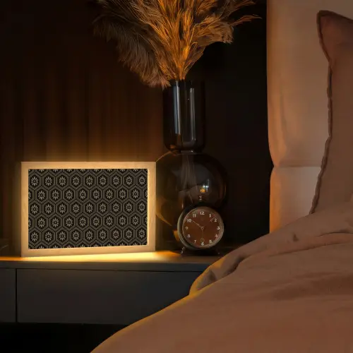 Bloemen - Goud - Hexagon Light Box met kabel (Tafellamp) klein 924 -sfeer1
