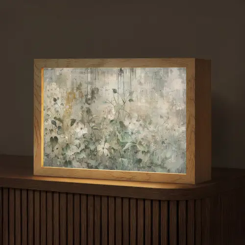 Bloemen - Bladeren - Abstract - Modern Light Box met kabel (Tafellamp) klein -z3d_website