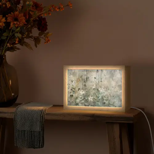 Bloemen - Bladeren - Abstract - Modern Light Box met kabel (Tafellamp) klein -sfeer4