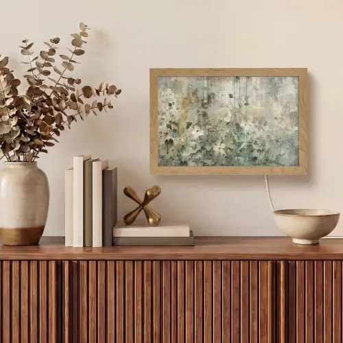 Bloemen - Bladeren - Abstract - Modern Light Box met kabel (Tafellamp) klein -sfeer2