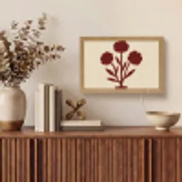 Bloemen - Bladeren - Rood - Minimalistisch Light Box met kabel (Tafellamp) klein -sfeer2
