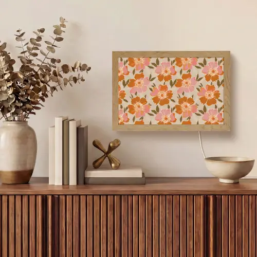 Bloemen - Motief - Retro Light Box met kabel (Tafellamp) klein 924 -sfeer2