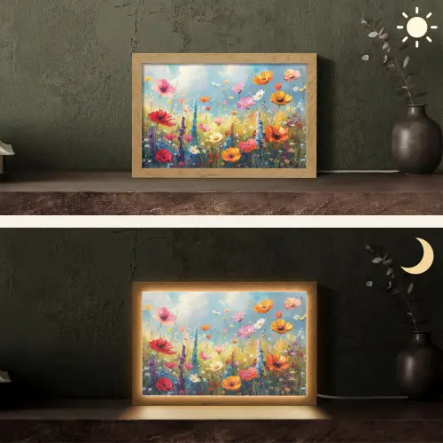 Bloemen - Natuur - Botanisch - Kunst Light Box met kabel (Tafellamp) klein -sfeer3