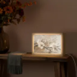 Bloemen - Natuur - Wit - Bloesem - Abstract Light Box met kabel (Tafellamp) klein -sfeer4
