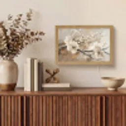 Bloemen - Natuur - Wit - Bloesem - Abstract Light Box met kabel (Tafellamp) klein -sfeer2
