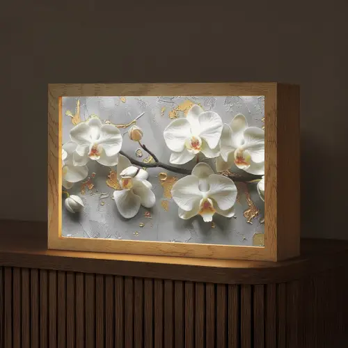 Bloemen - Orchidee - Abstract - Modern Light Box met kabel (Tafellamp) klein -z3d_website