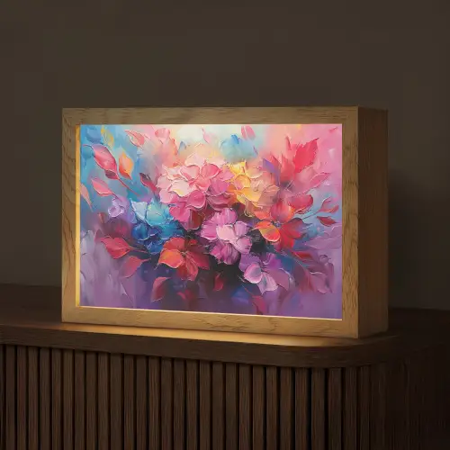 Bloemen - Verf - Abstract - Kleurrijk Light Box met kabel (Tafellamp) klein -z3d_website