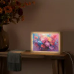 Bloemen - Verf - Abstract - Kleurrijk Light Box met kabel (Tafellamp) klein -sfeer4