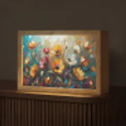 Bloemen - Verf - Kunst - Modern Light Box met kabel (Tafellamp) klein -z3d_website