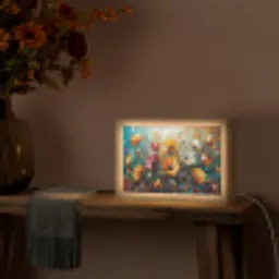 Bloemen - Verf - Kunst - Modern Light Box met kabel (Tafellamp) klein -sfeer4
