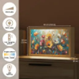 Bloemen - Verf - Kunst - Modern Light Box met kabel (Tafellamp) klein -USP_EN