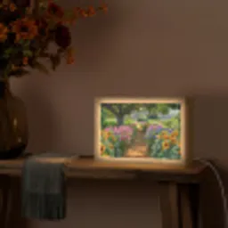 Bloemen - Pad - Zonnebloemen - Tuin - Hortensia Light Box met kabel (Tafellamp) klein -sfeer4