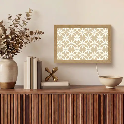 Bloemen - Patroon - Beige Light Box met kabel (Tafellamp) klein 924 -sfeer2