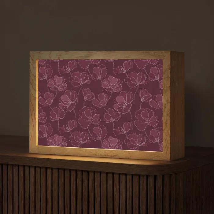 Bloemen - Patroon - Bordeauxrood Light Box met kabel (Tafellamp) klein 924 -z3d_website