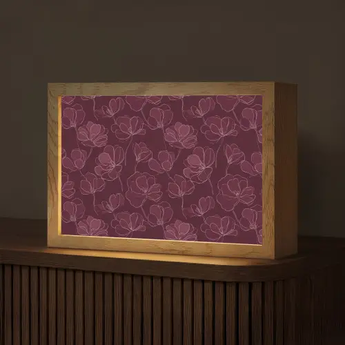 Bloemen - Patroon - Bordeauxrood Light Box met kabel (Tafellamp) klein 924 -z3d_website