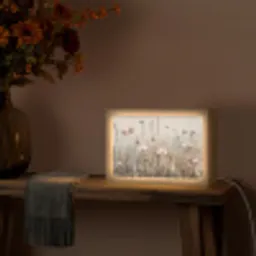 Bloemen - Roze - Modern - Beige Light Box met kabel (Tafellamp) klein -sfeer4