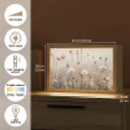 Bloemen - Roze - Modern - Beige Light Box met kabel (Tafellamp) klein -USP_EN