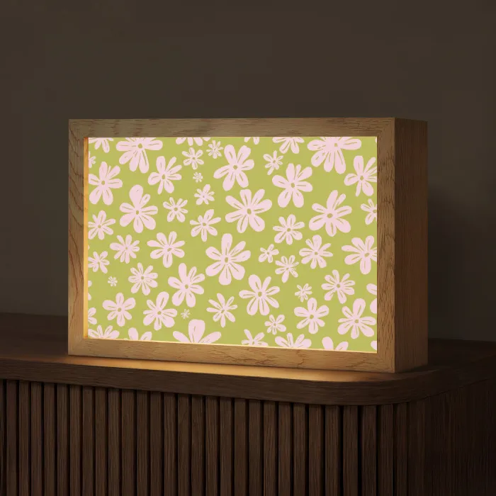 Bloemen - Roze - Getekend - Patroon Light Box met kabel (Tafellamp) klein -z3d_website