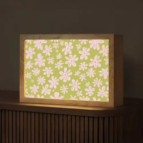 Bloemen - Roze - Getekend - Patroon Light Box met kabel (Tafellamp) klein -z3d_website